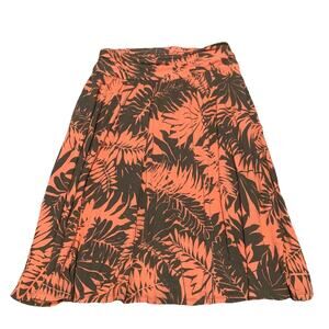 Tommy Bahama Womens Skirt Sz S Orange Brown Tropical Print Pull On Knee Length